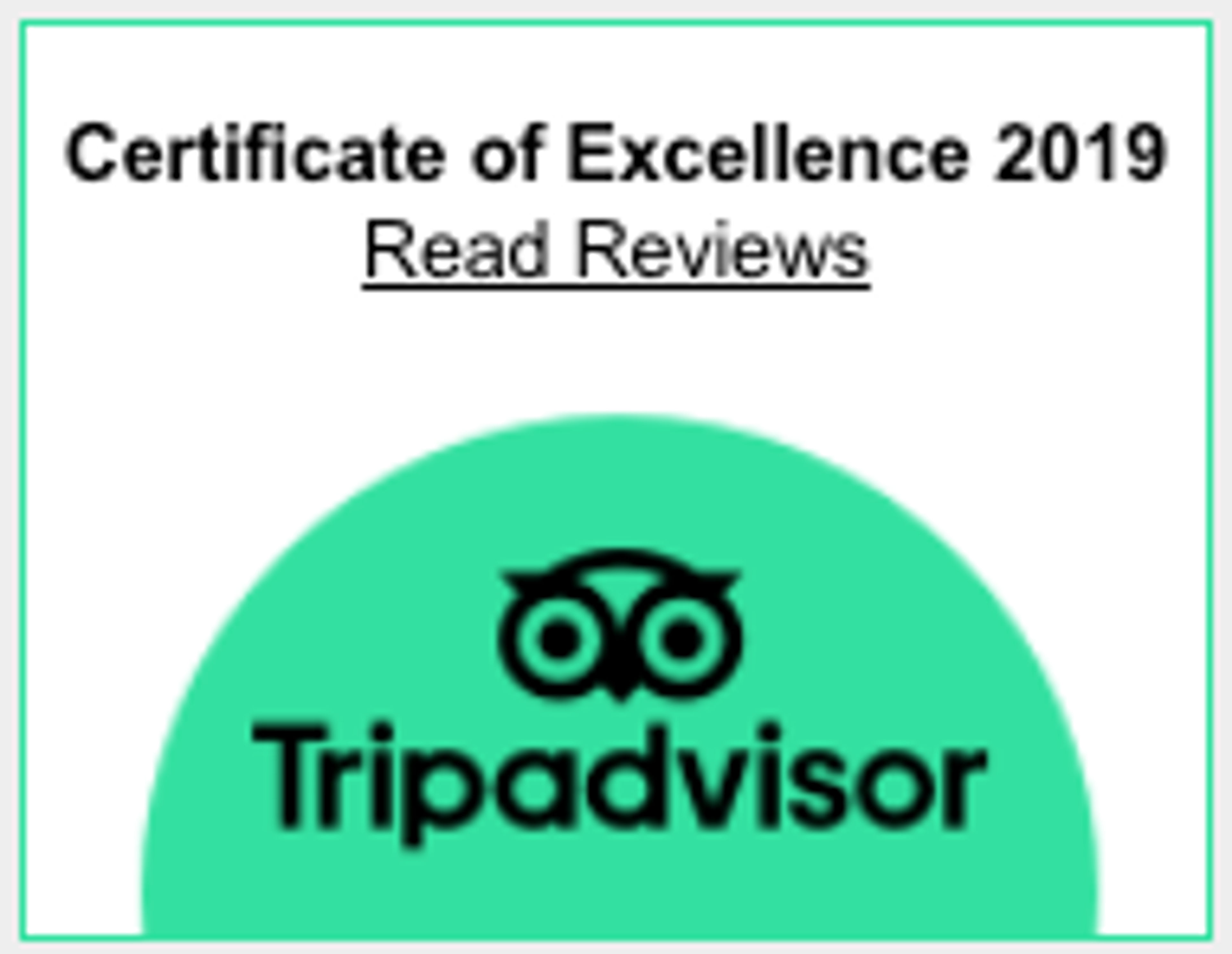 Tripadvisor Certificate of Excellence 2019 with logo