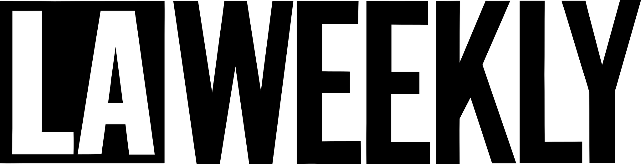 Stylized text 'LA' in bold white letters on a black background.