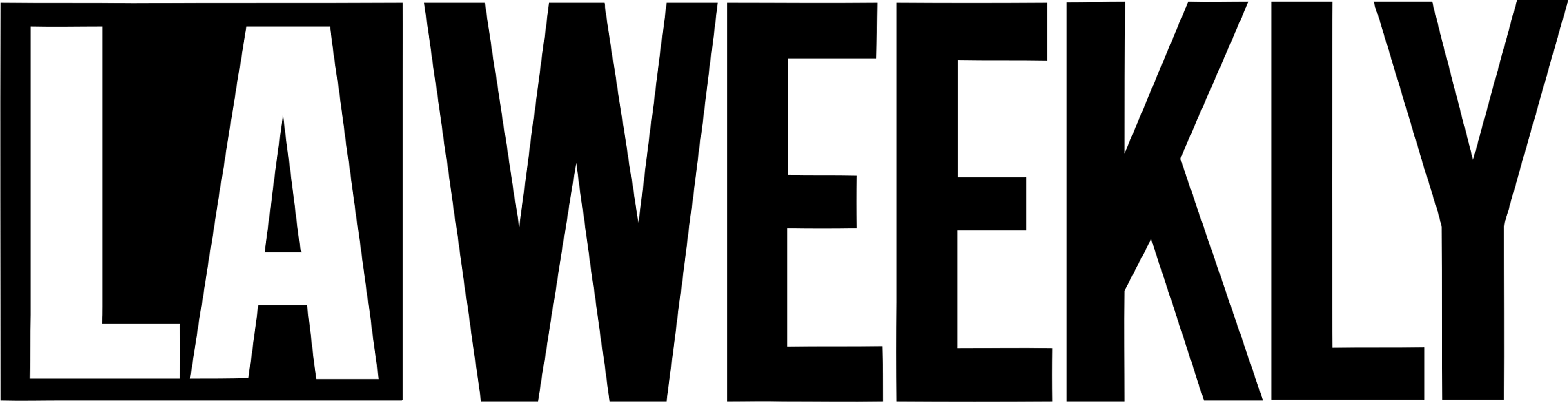 Stylized text 'LA' in bold white letters on a black background.