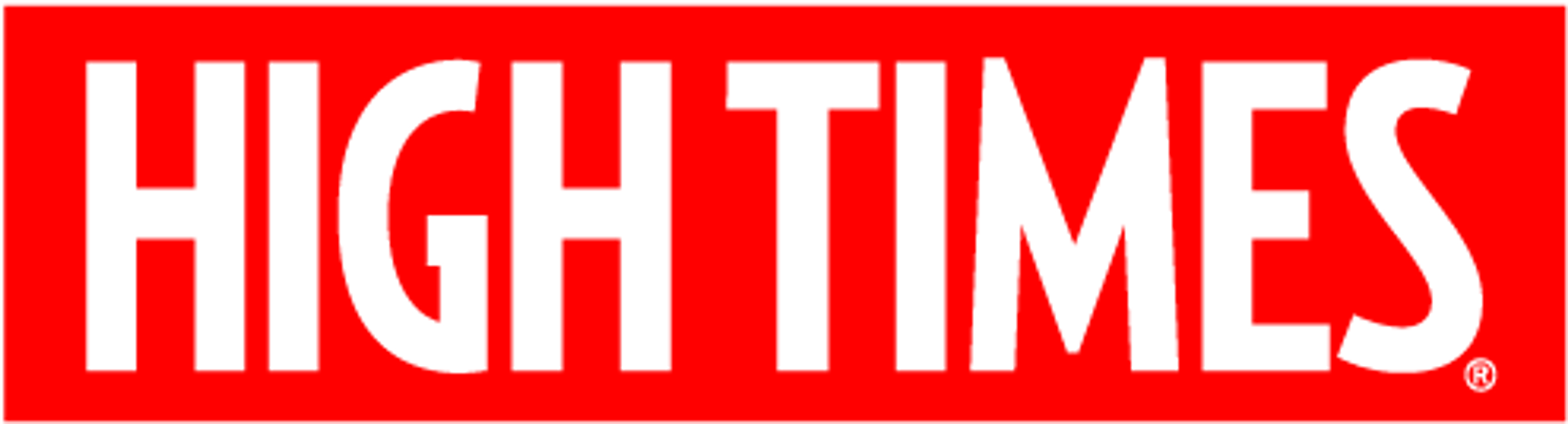 Logo of High Times magazine on a red background