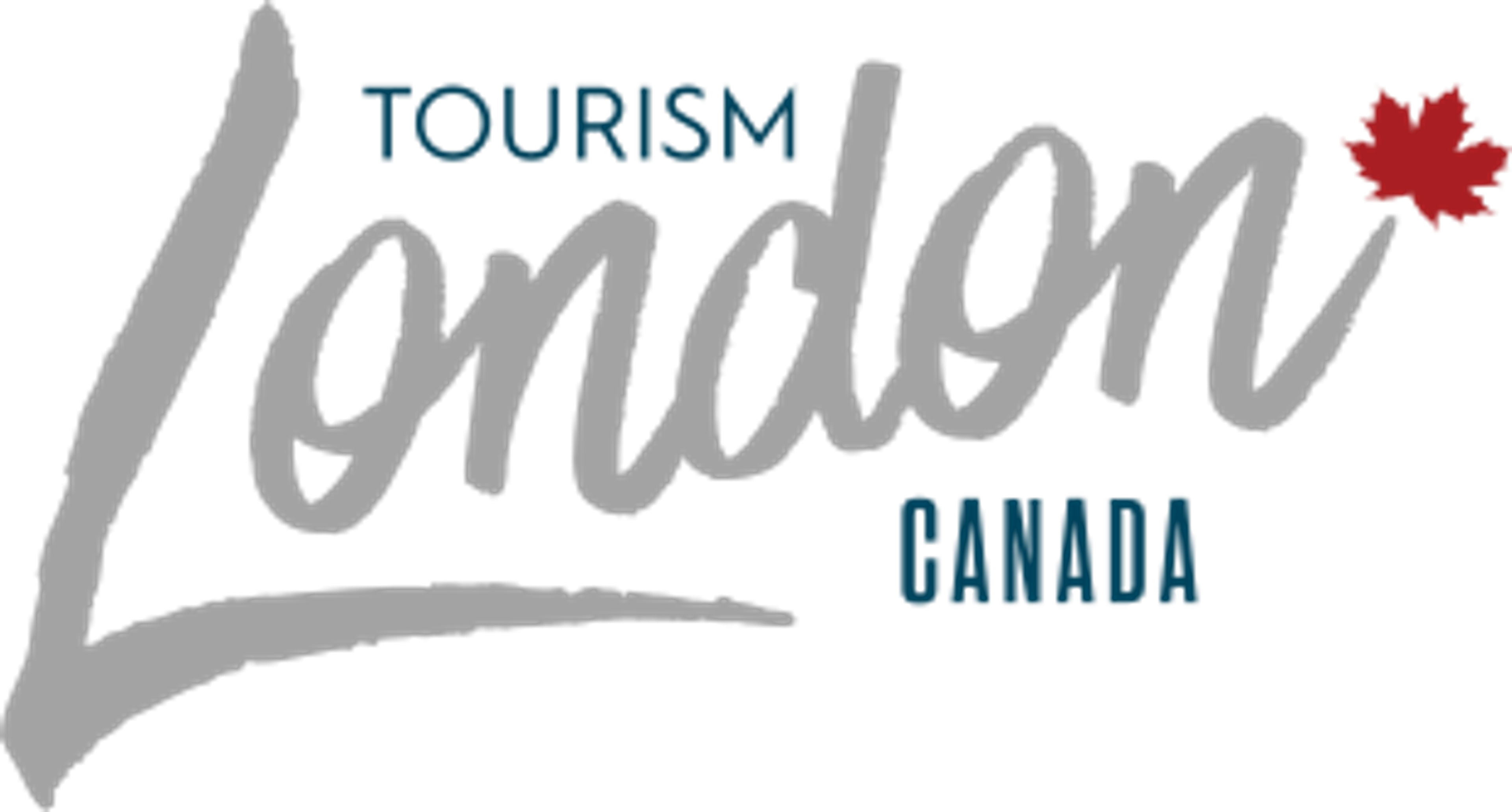 Logo of Tourism London, Canada featuring the word 'London' and a maple leaf.