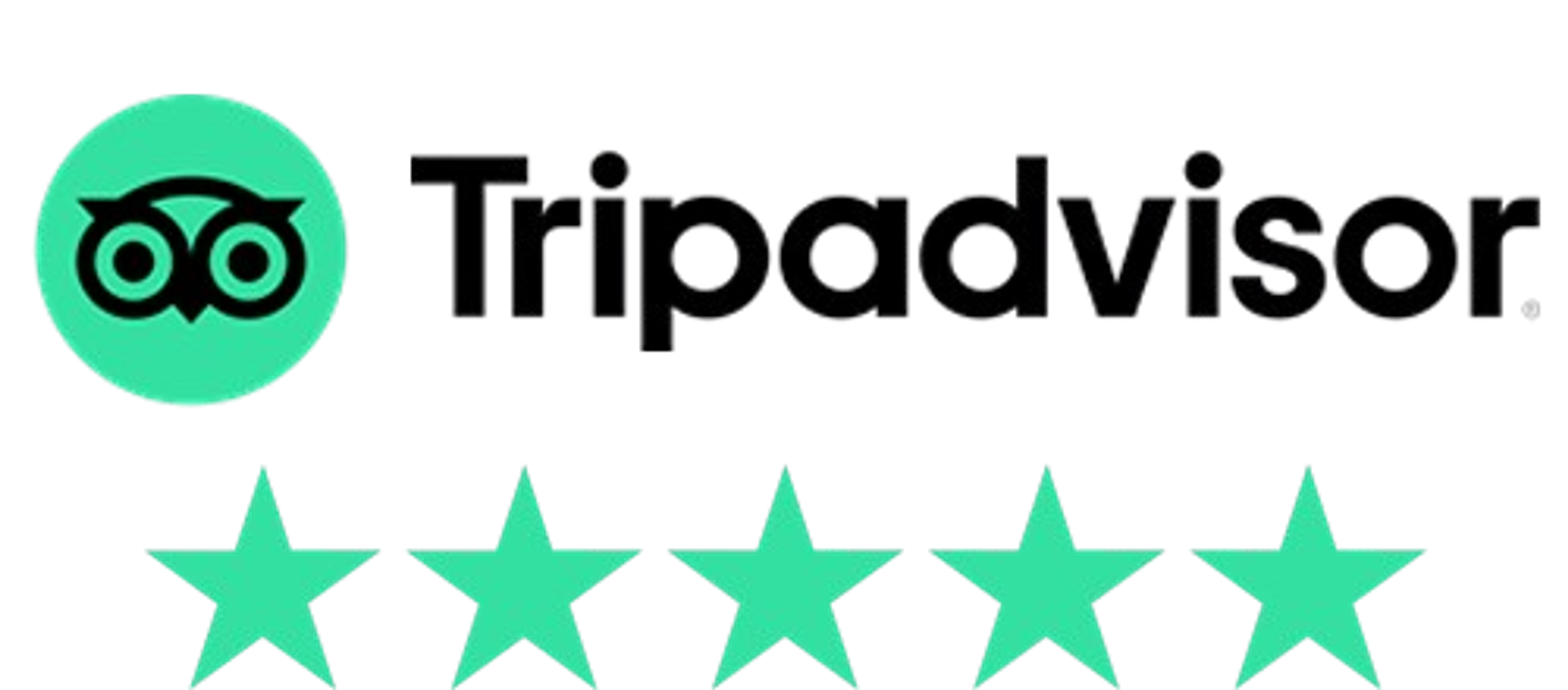 Tripadvisor logo with five green stars rating