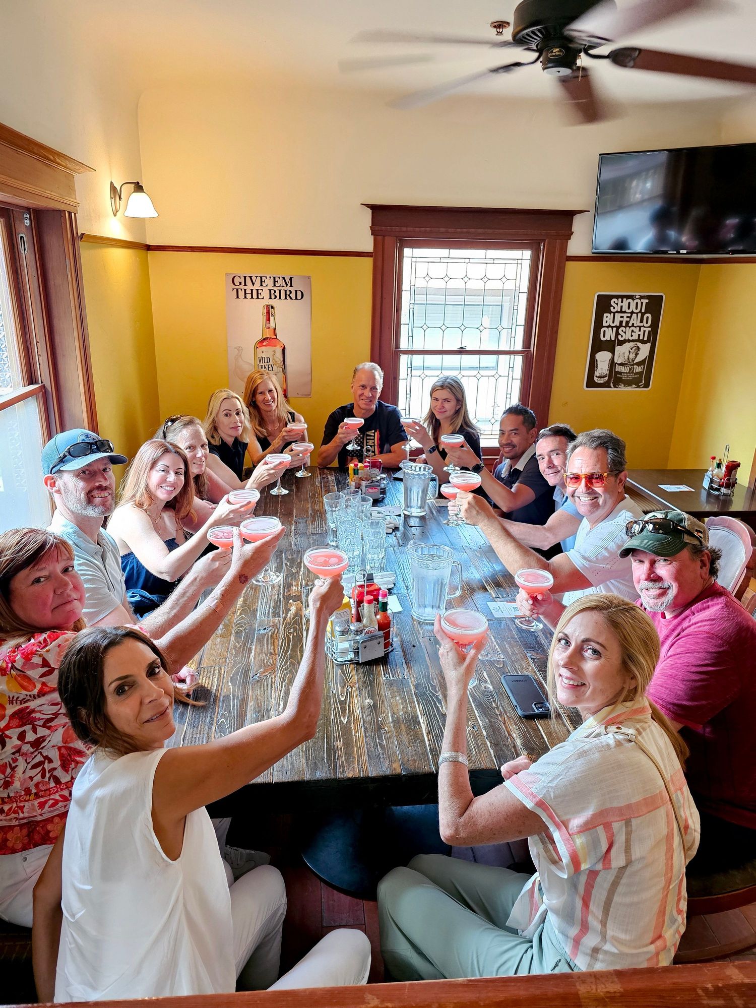 group raising glasses