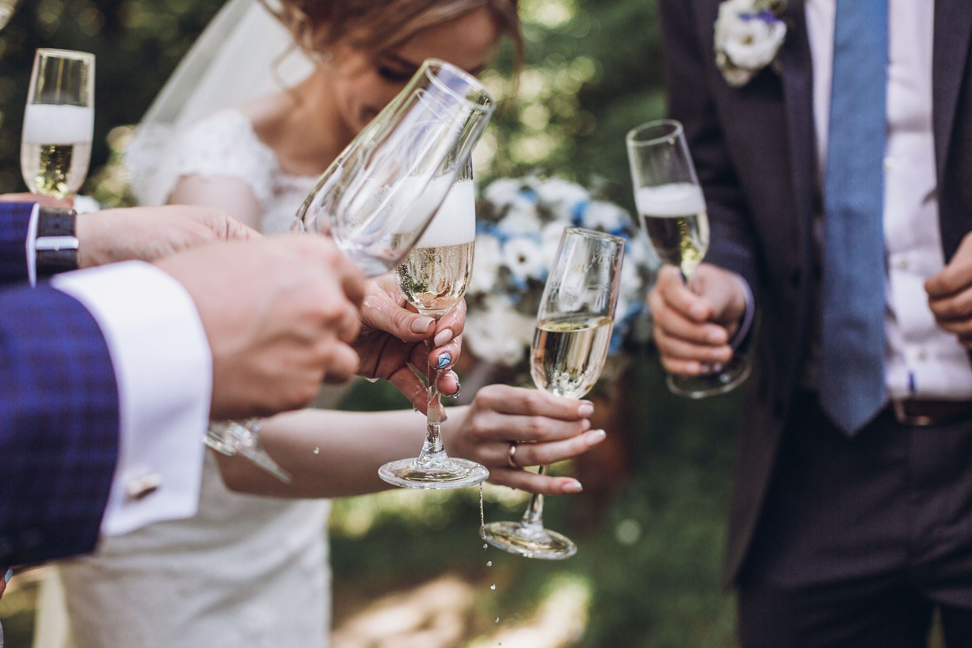 Celebrating with friends after getting married in Kelowna, British Columbia 