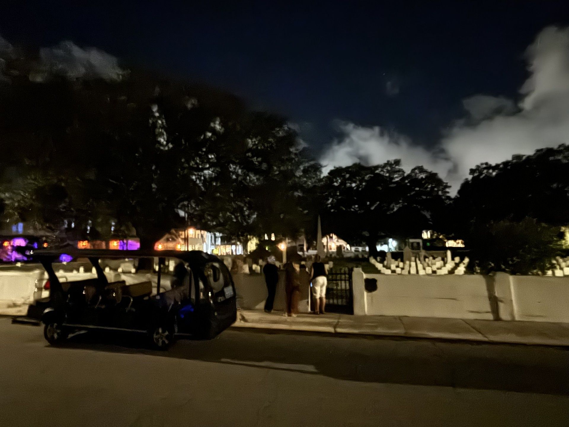 Golf cart by Cemetery