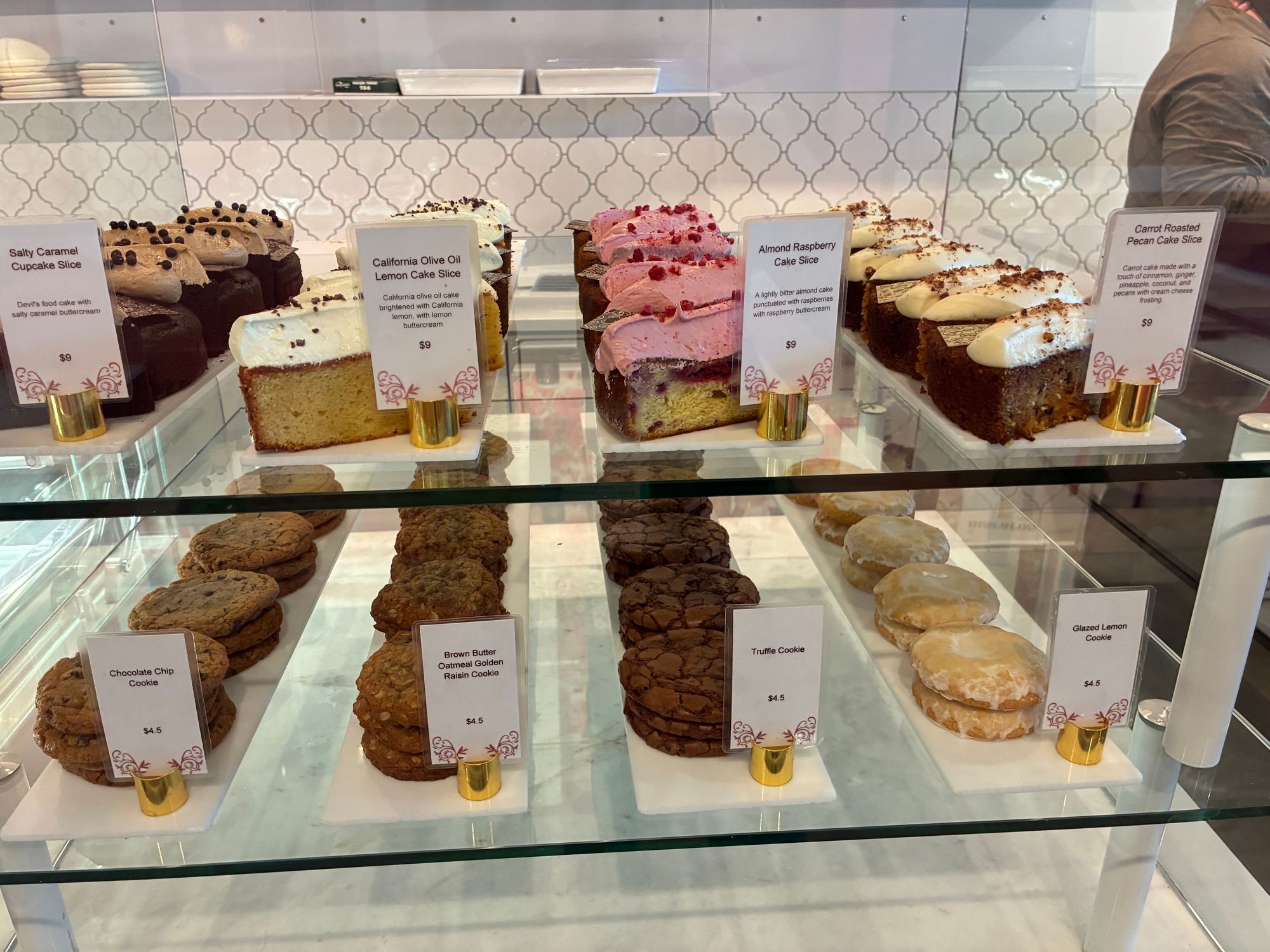 desserts in a case