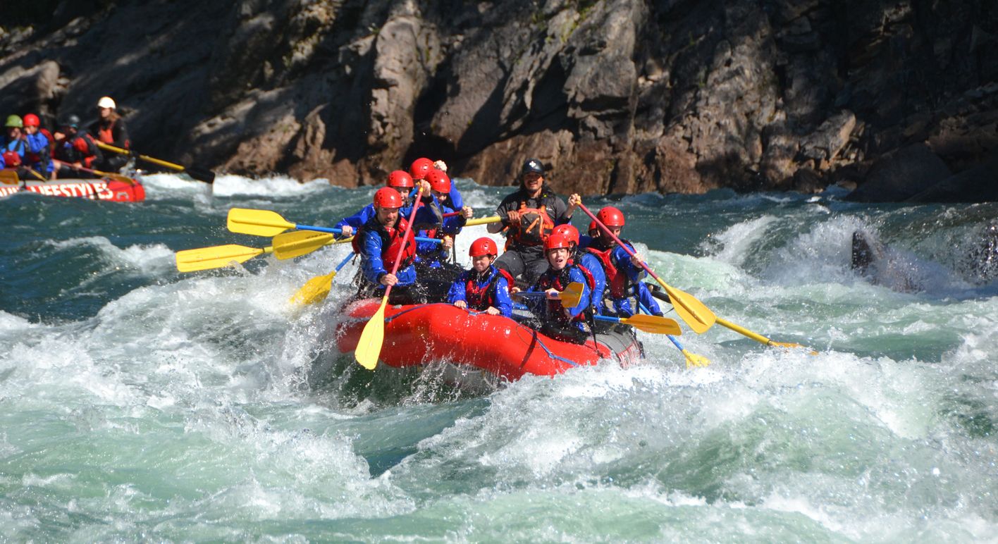 Full rafts coming down the Clearwater River