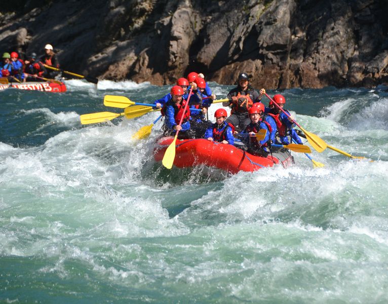 Full rafts coming down the Clearwater River