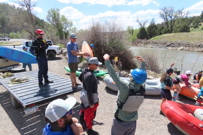 Boaters celebrate the new river access at East Gateway Park in Pagosa Springs