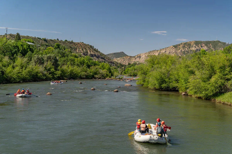The lower Animas river runs right through Durango and is great for family friendly rafting