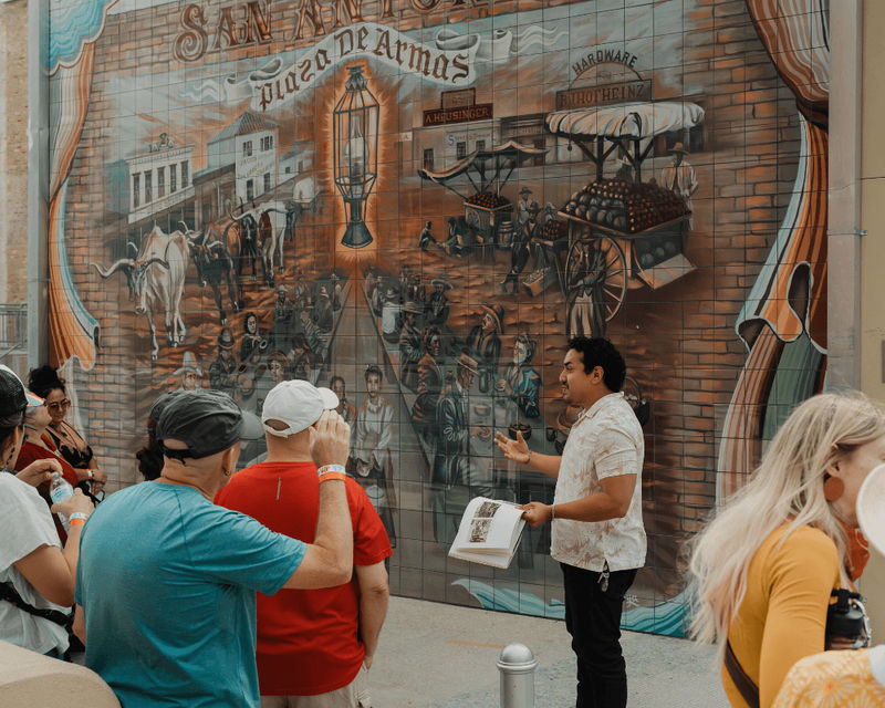 &ldquo;Christopher Montoya presenting &lsquo;Iluminaci&oacute;n de la Plaza&rsquo; to attendees during the Zona Cultural Public Art Walk in San Antonio.&rdquo;