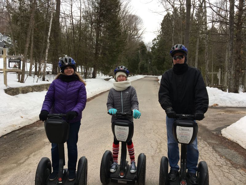 Happy guests riding Segways in Fish Creek.