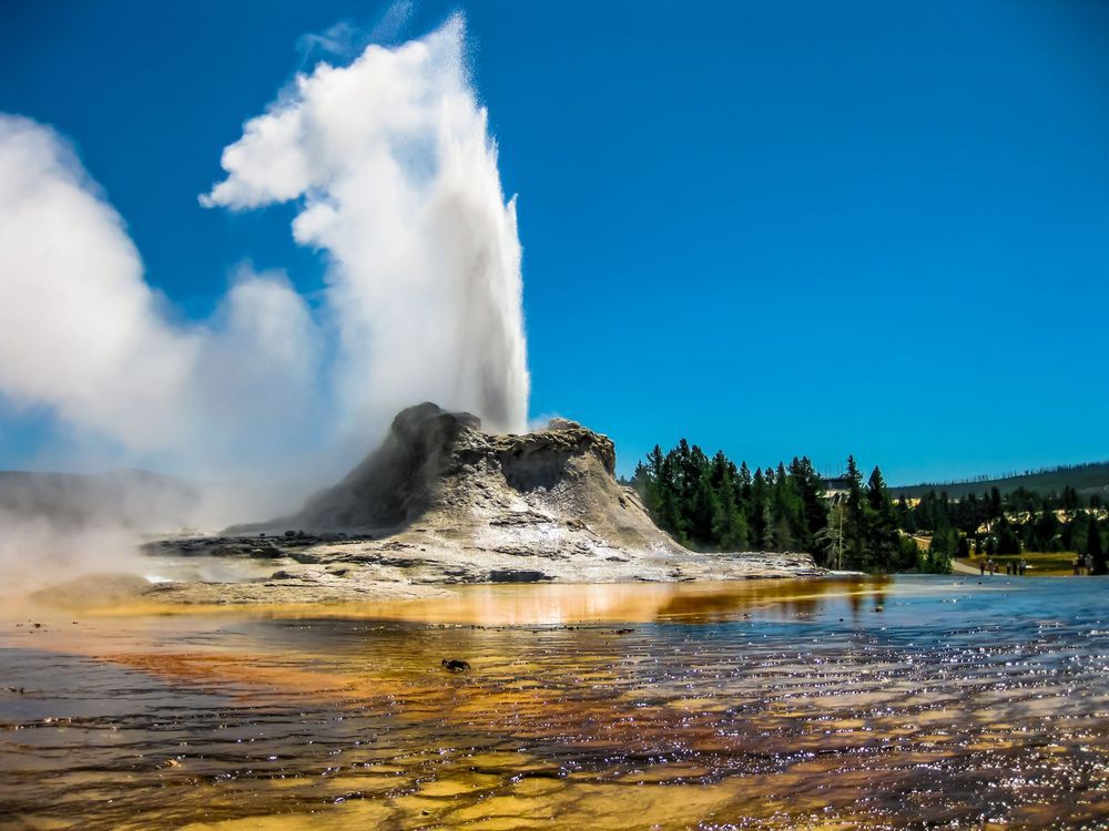 Castle Geyser erupting, Yellowstone National Park
