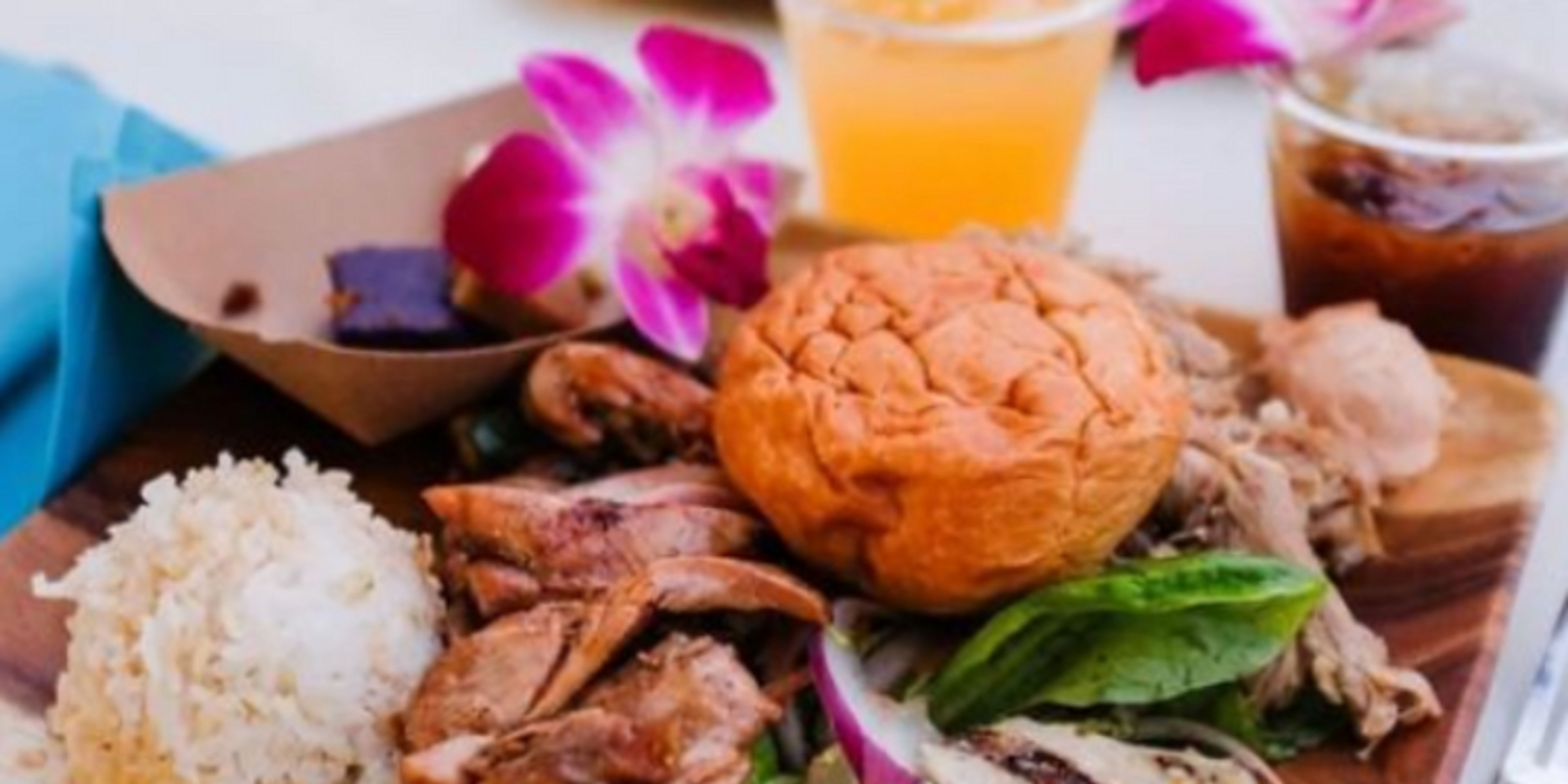 Feast on an island-inspired farm-to-table luau dinner complete with island favorites like poke, lomi lomi & Kalua Pig