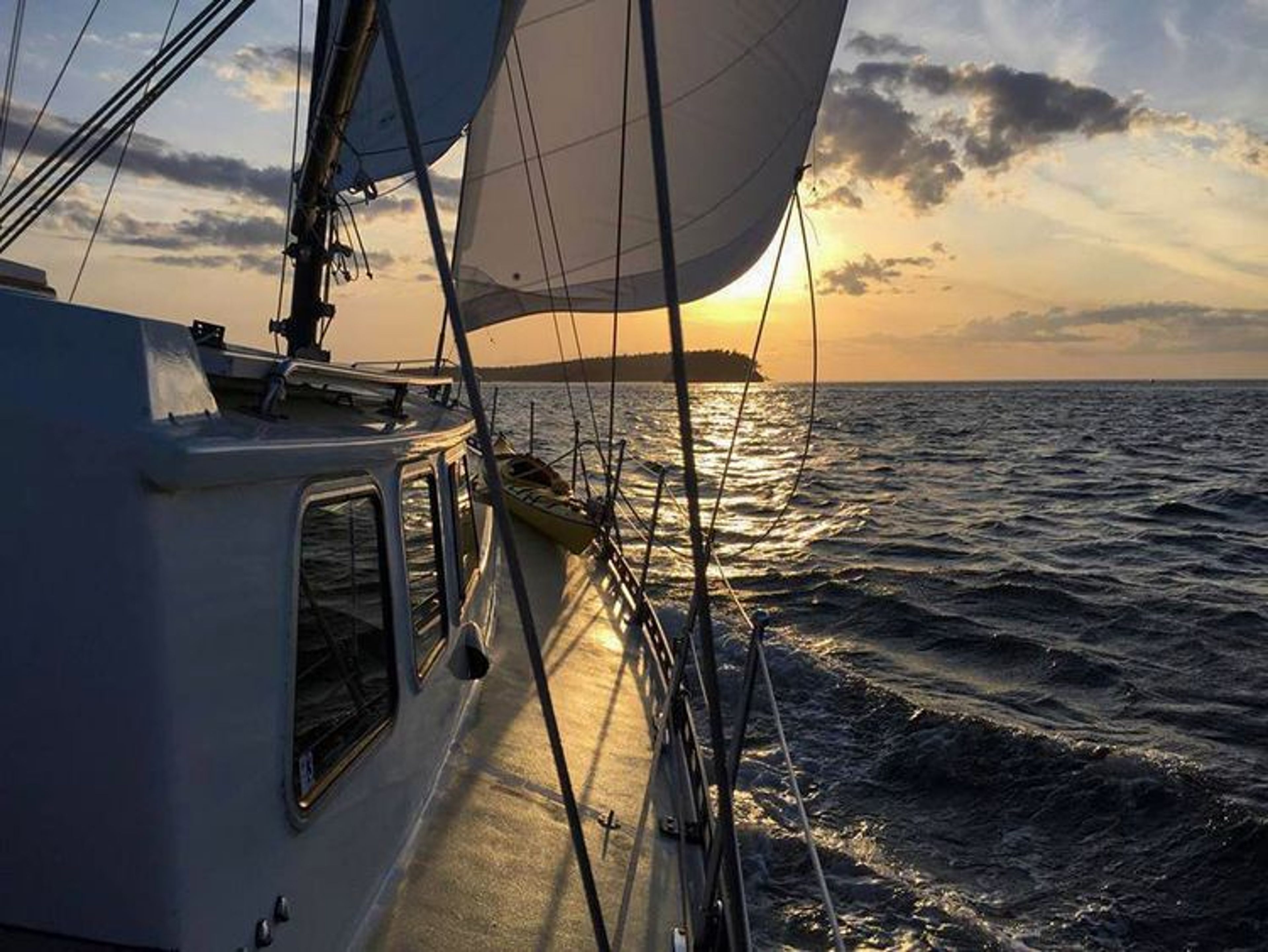 Tranquil sunset sailing