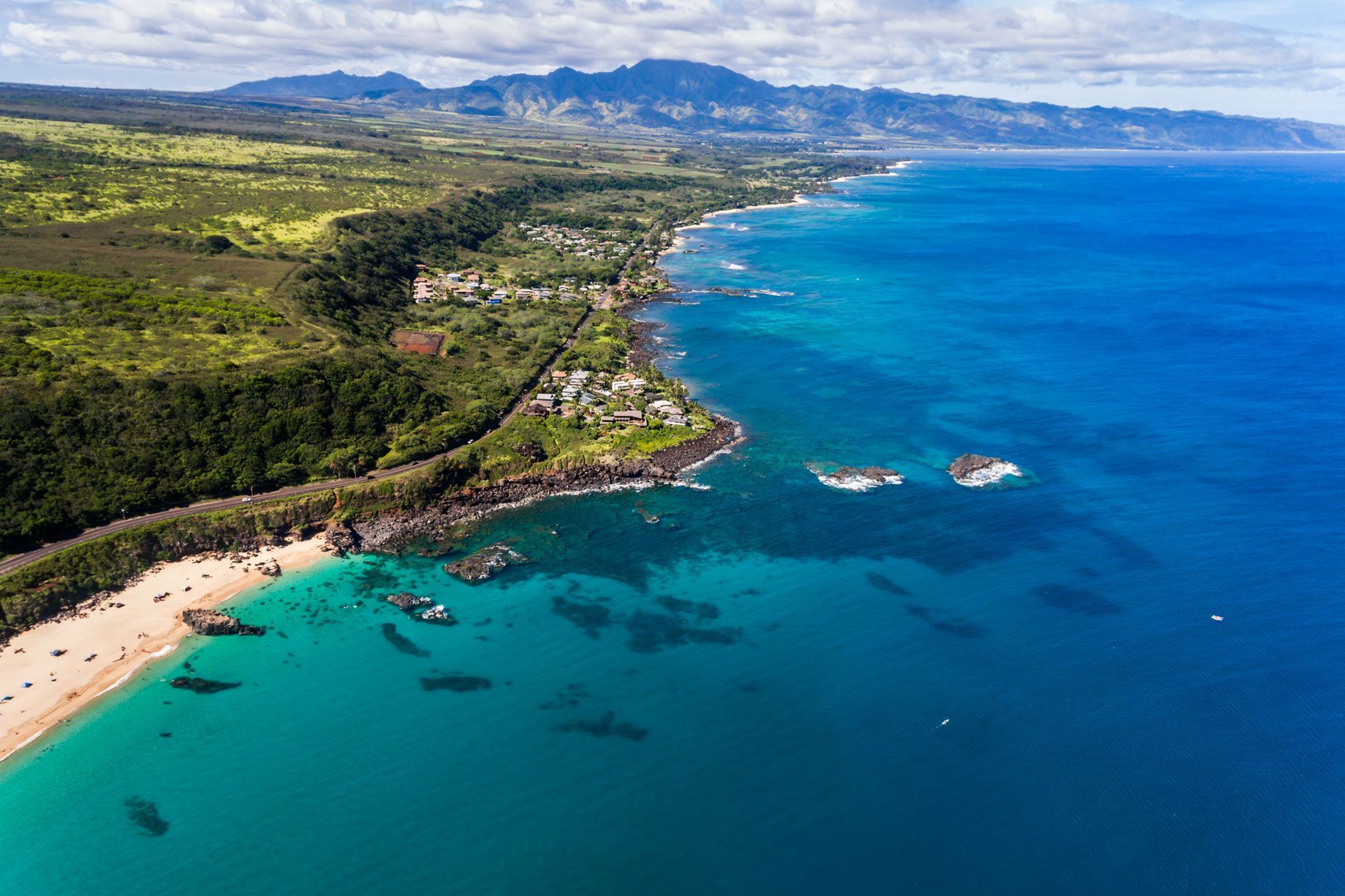 Aerial View Of Waimea Bay, Oahu Island, Hawaii, USA