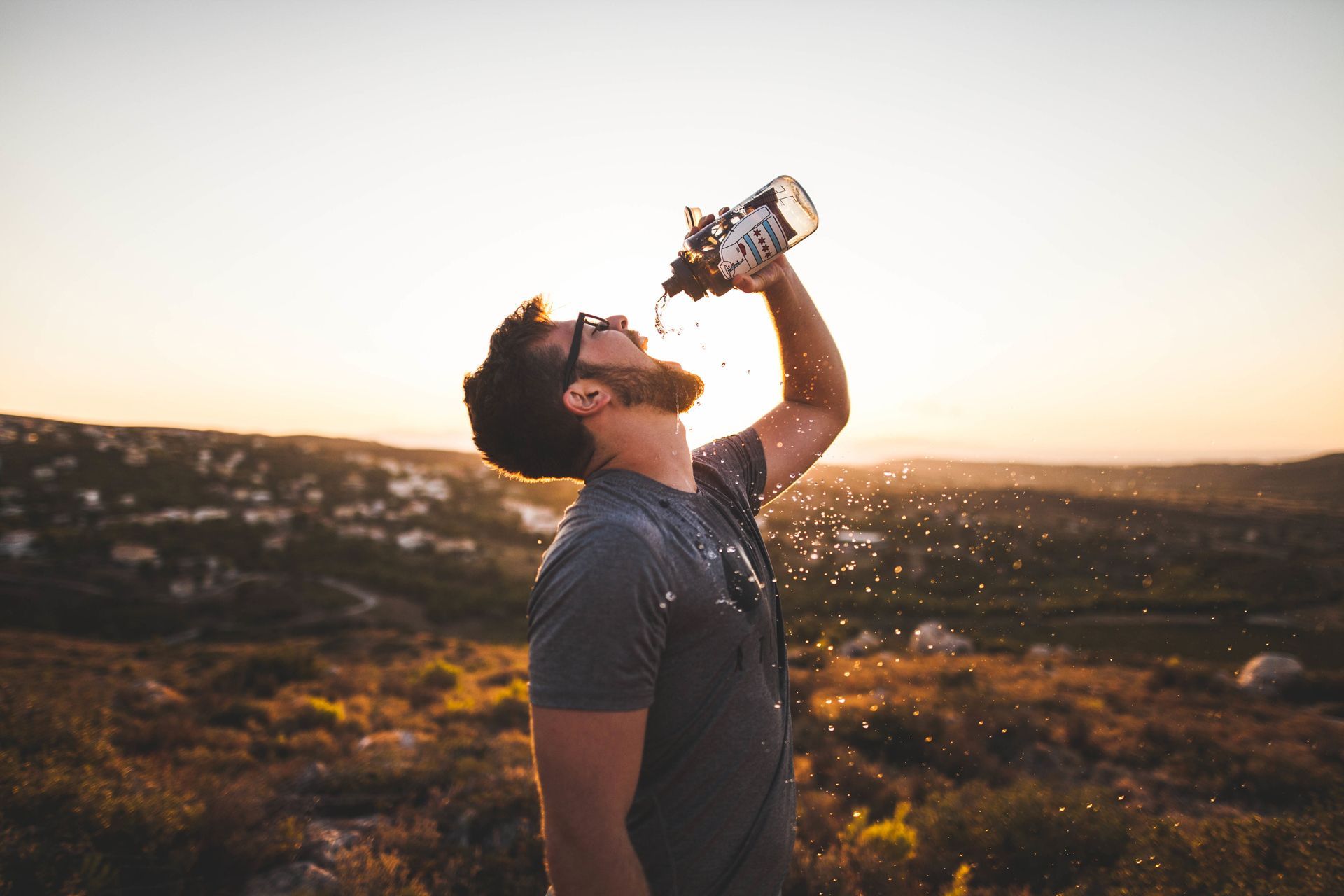 Water Bottle - Thirsty Man Drinking