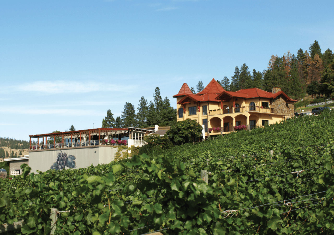 Exterior and vineyards at Gray Monk Estate Winery in Canada