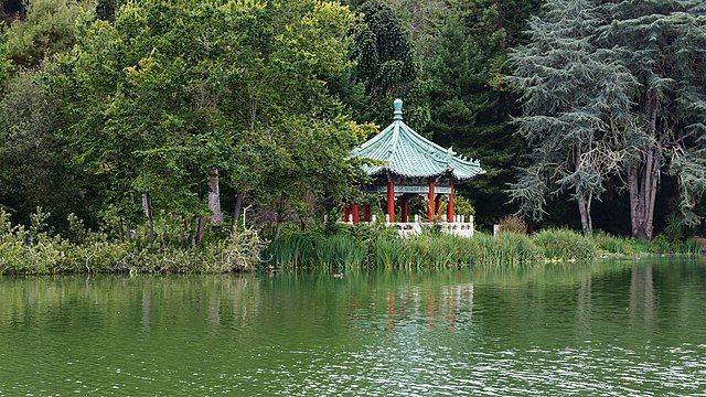 San Francisco Chinese Pagoda on Stow Lake in Golden Gate Park