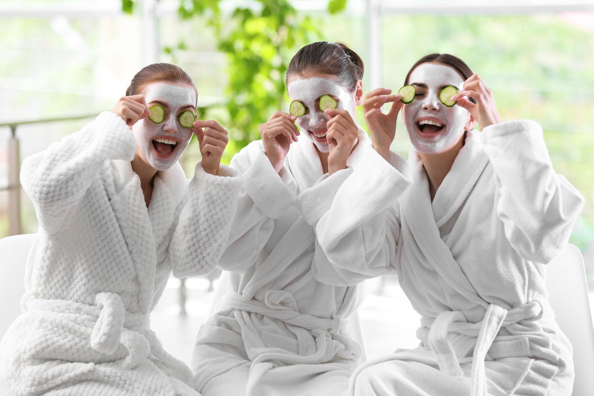 Beautiful Girls With Masks In Spa Salon