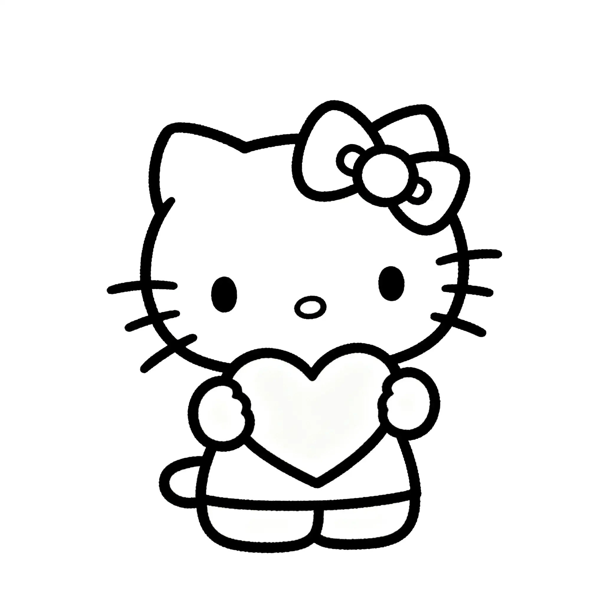 Hello Kitty's Heart of Love Coloring Page