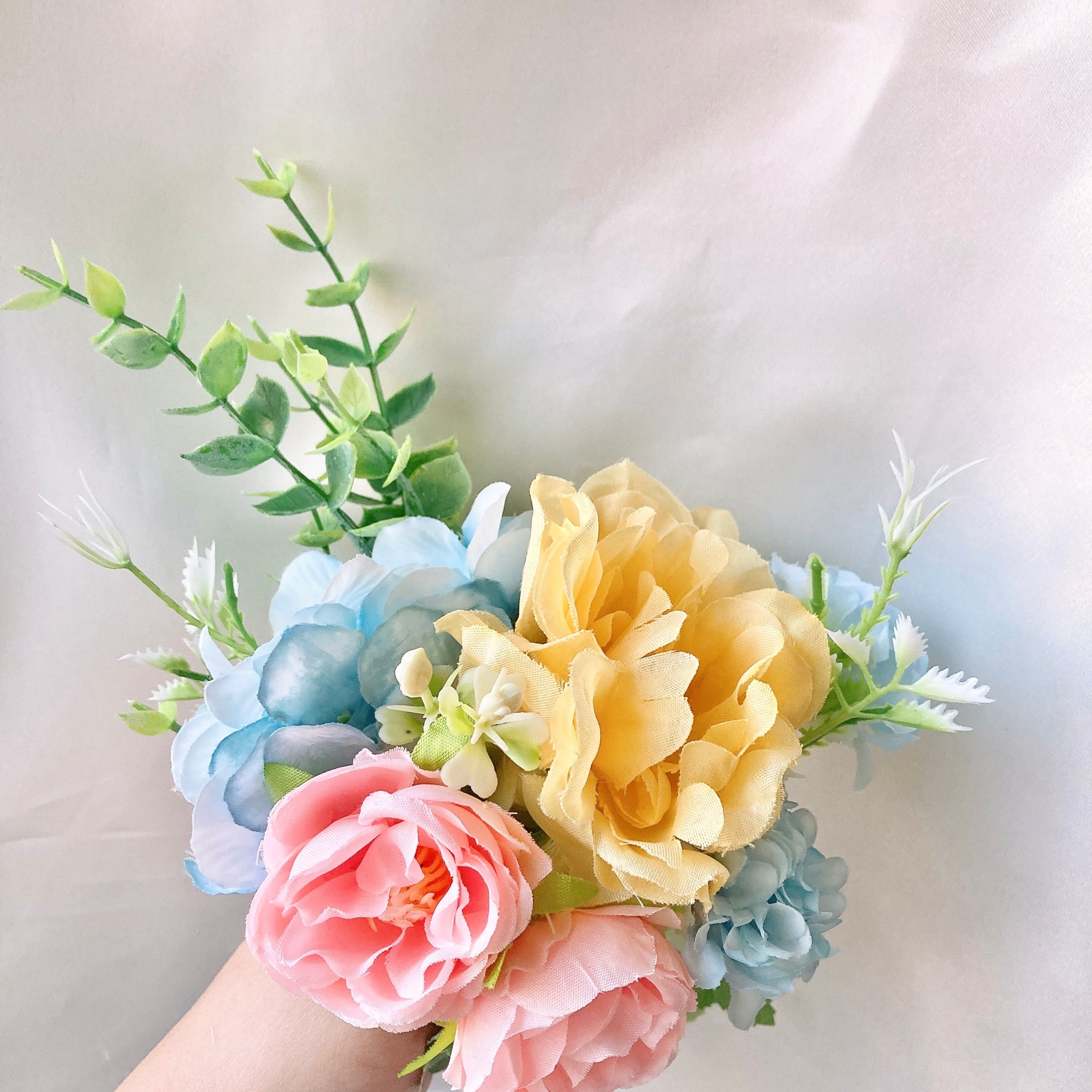 お花14 MIX 水色×ピンク×イエロー系