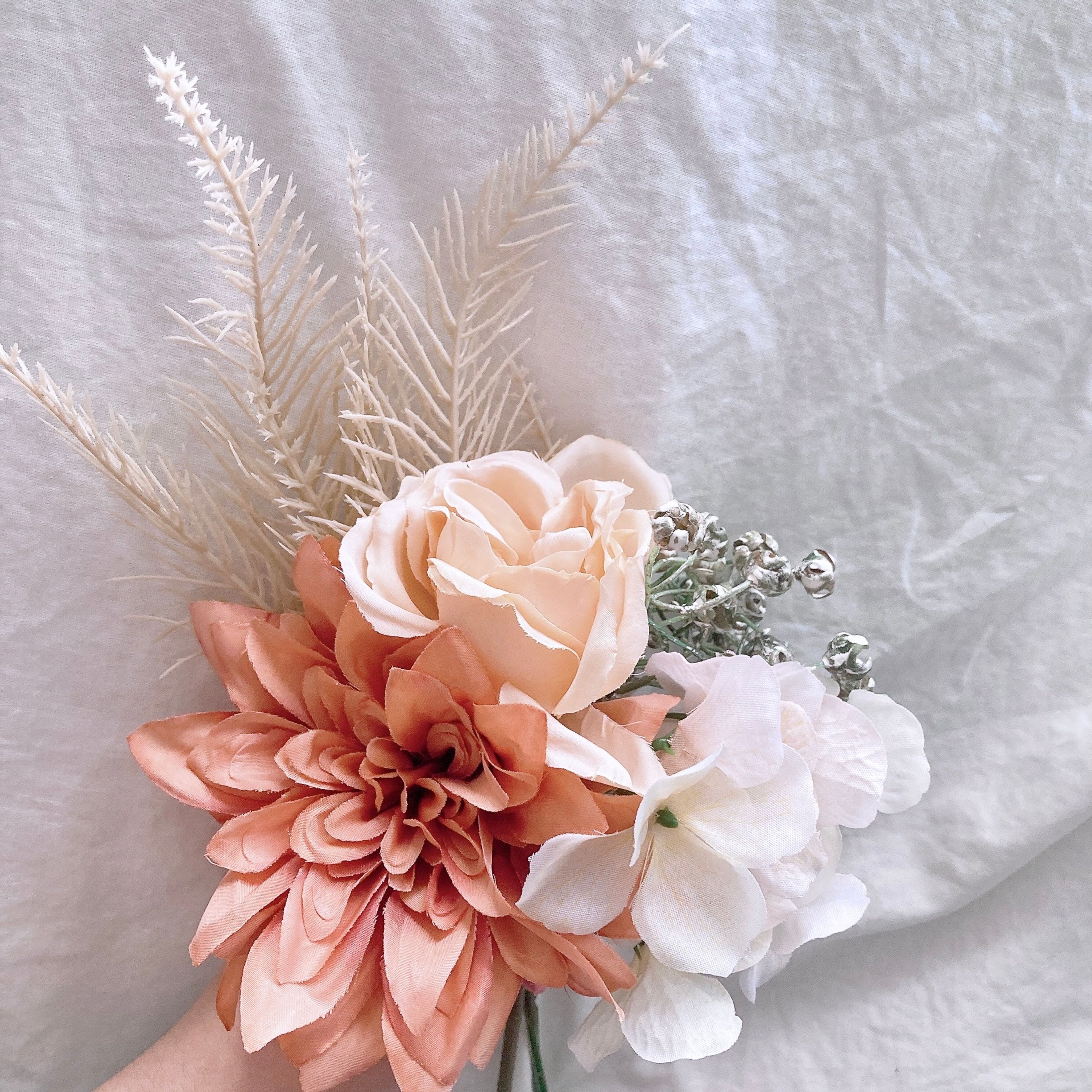 お花29【限定】ニュアンス くすみオレンジブラウン ×ベージュ