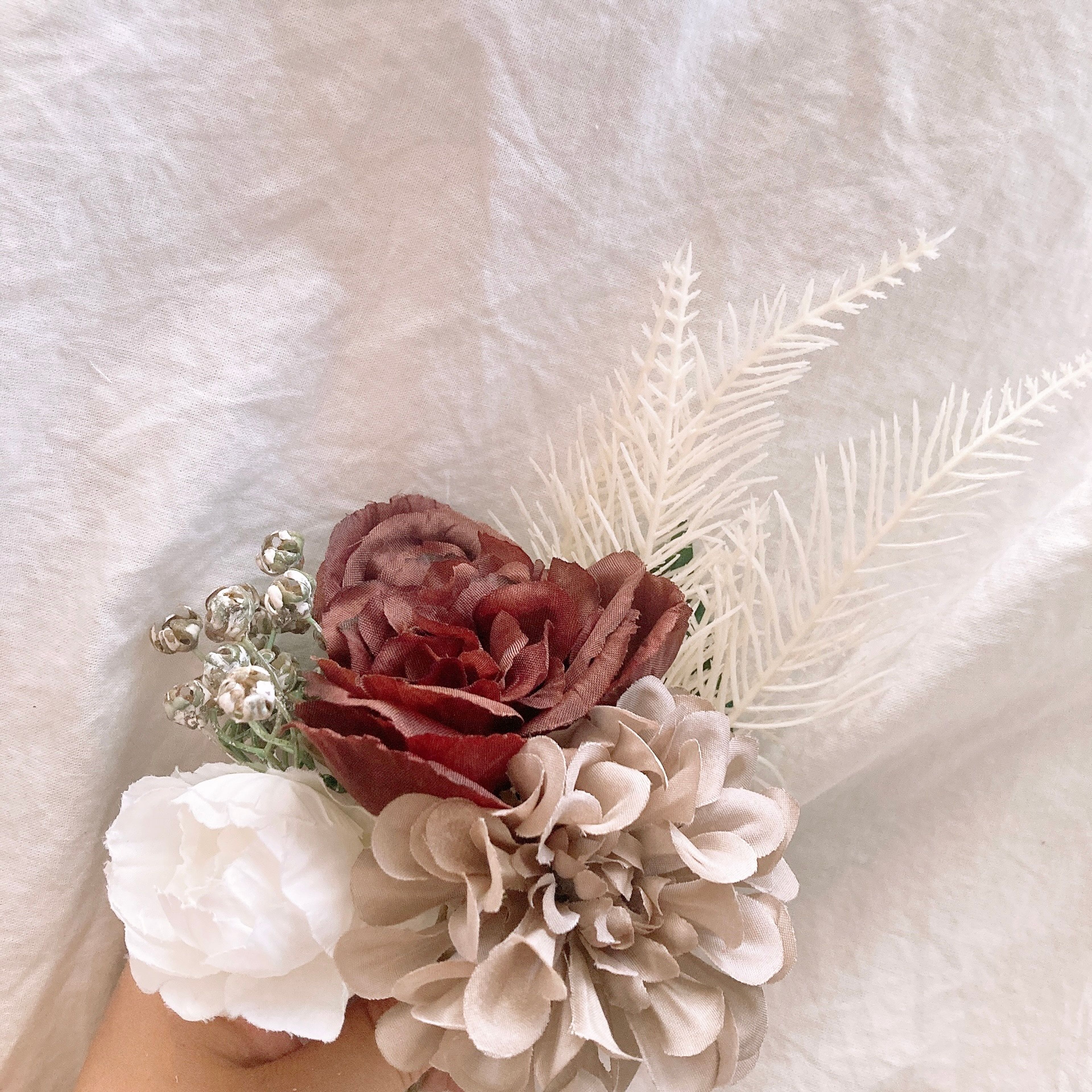 お花34 【限定】ニュアンス グレー ×ブラウン×ホワイト