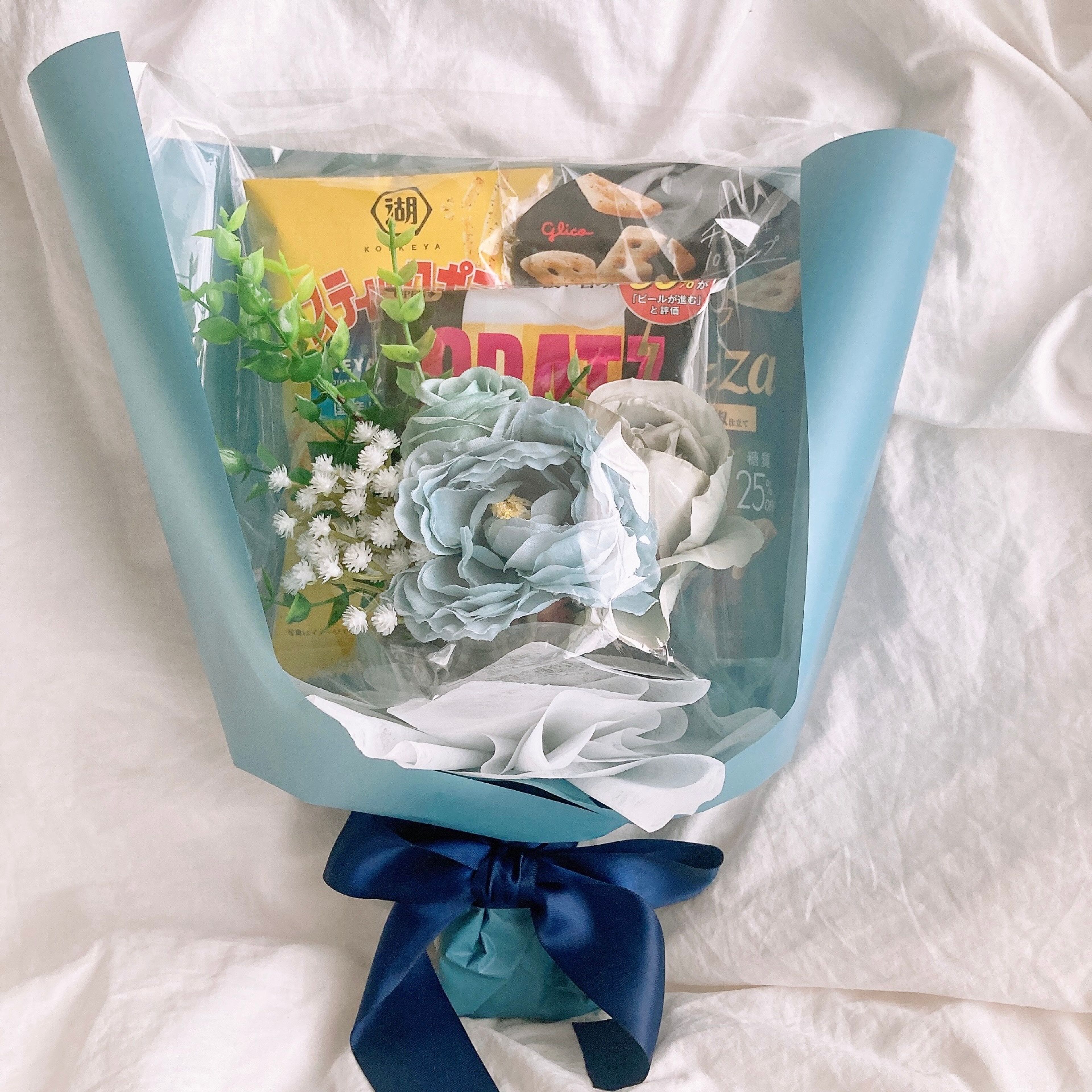 おつまみブーケ 過去作一例・サイズ感・ラッピングイメージ ※基本ラッピングはお任せ...