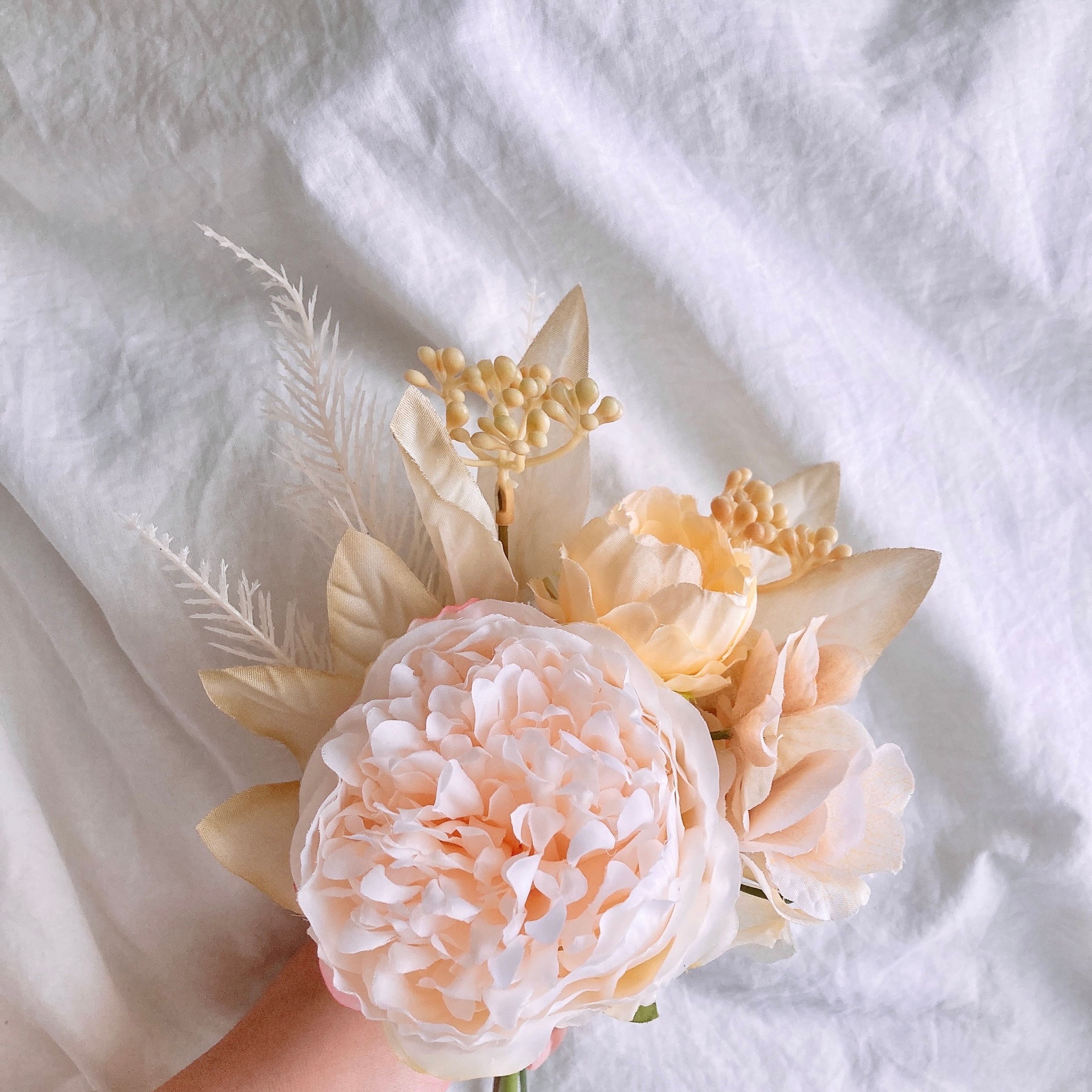 お花35 【限定】ベージュ×オフホワイト