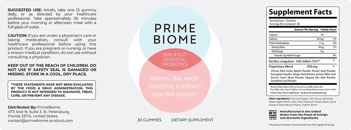 PrimeBiome – Skin and gut health supplement with natural ingredients