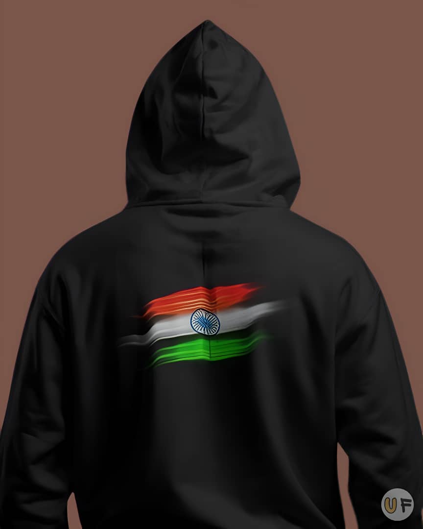 Indian Flag Patriotic Backprint Hoodie