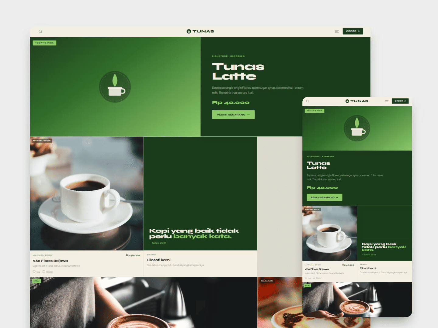 Tunas Coffee — Website preview 1