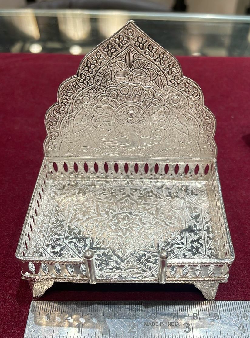 Silver singhasan 9cm pure silver throne chandi ka singhasan