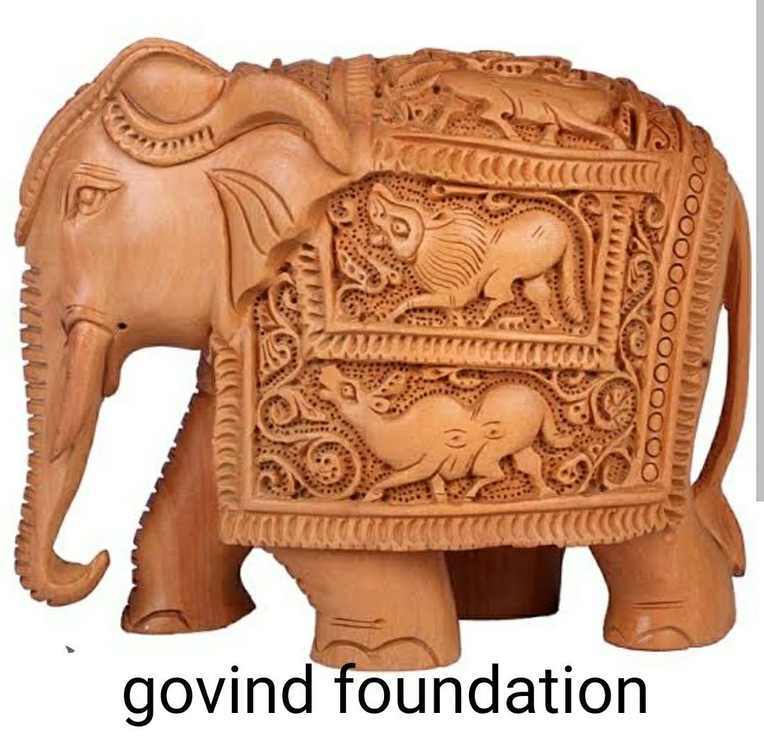 Elephant wooden sculpture handcarved Trunk down 7 inches wooden Elephant