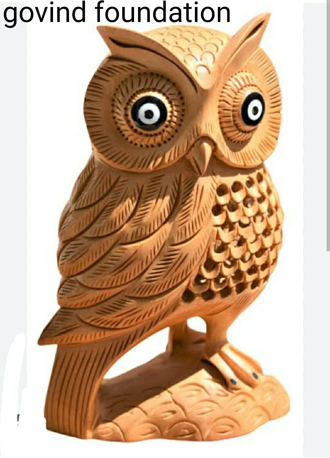 Wooden Owl Sculpture Undercut 5 inches handcrafted wooden Owl