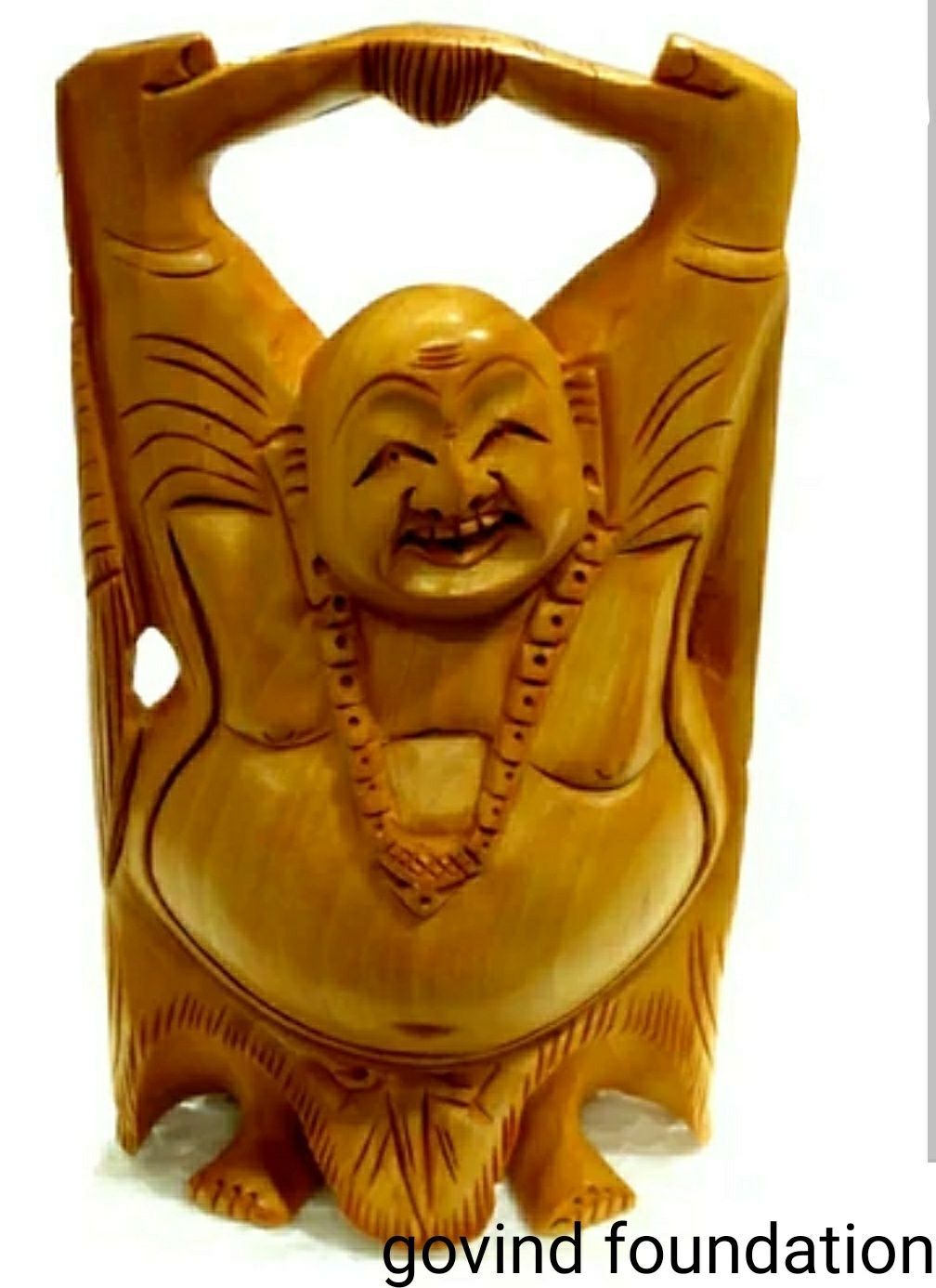 Laughing Buddha wooden handmade Laughing Buddha 5 inches