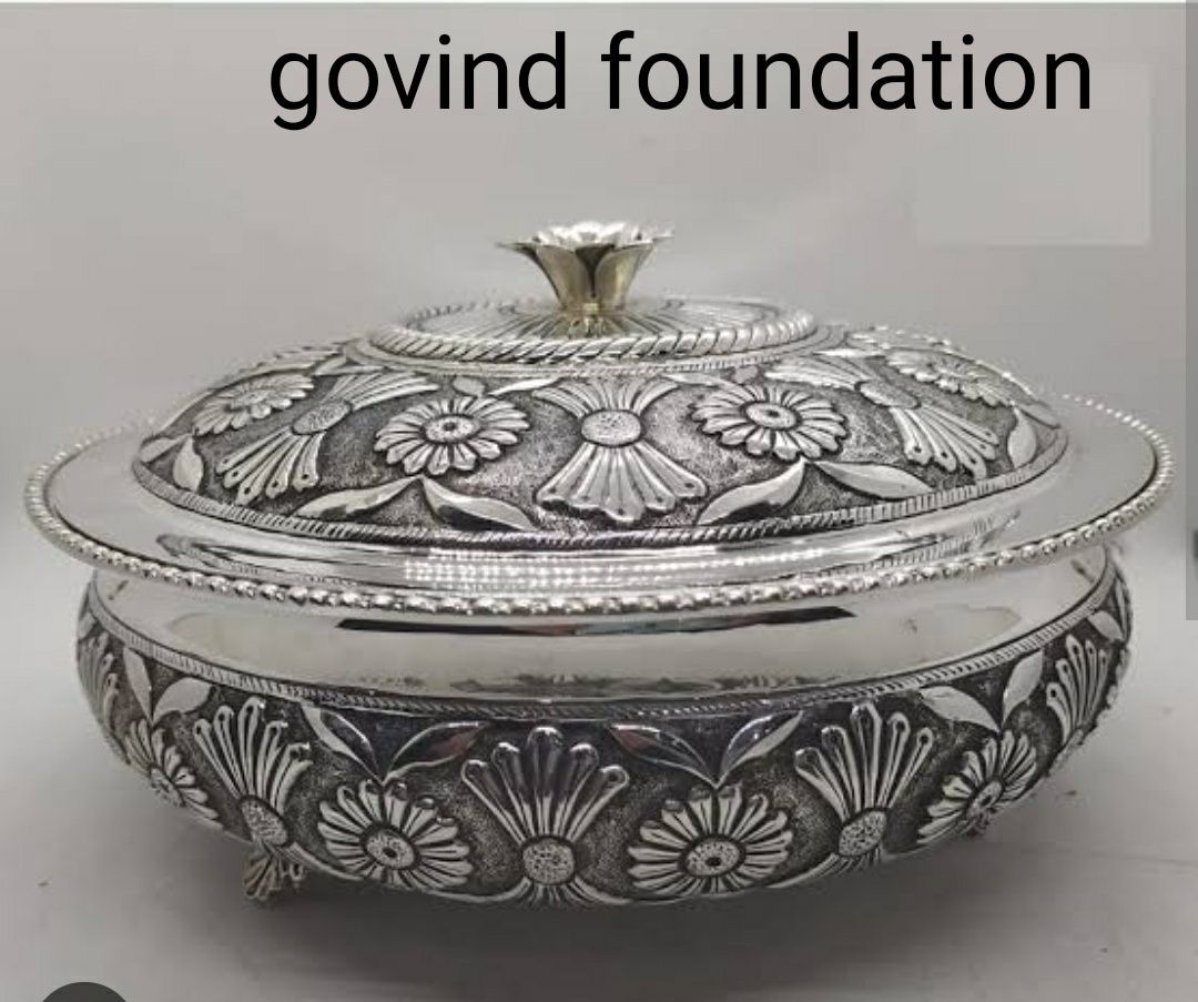 Silver Donga Silver Serving  Bowl with Lid  Antique design