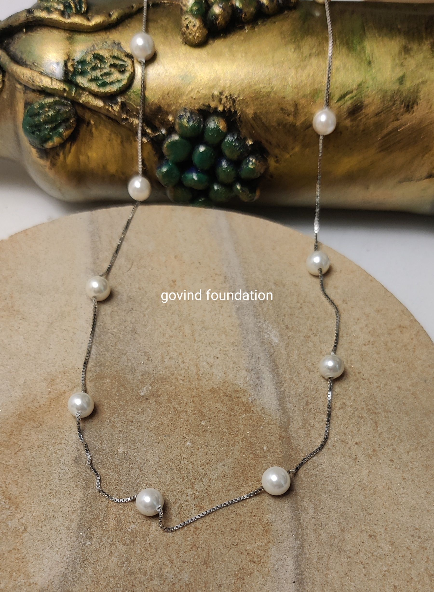 Silver Chain with pearl Pure Silver Pearl Necklace l