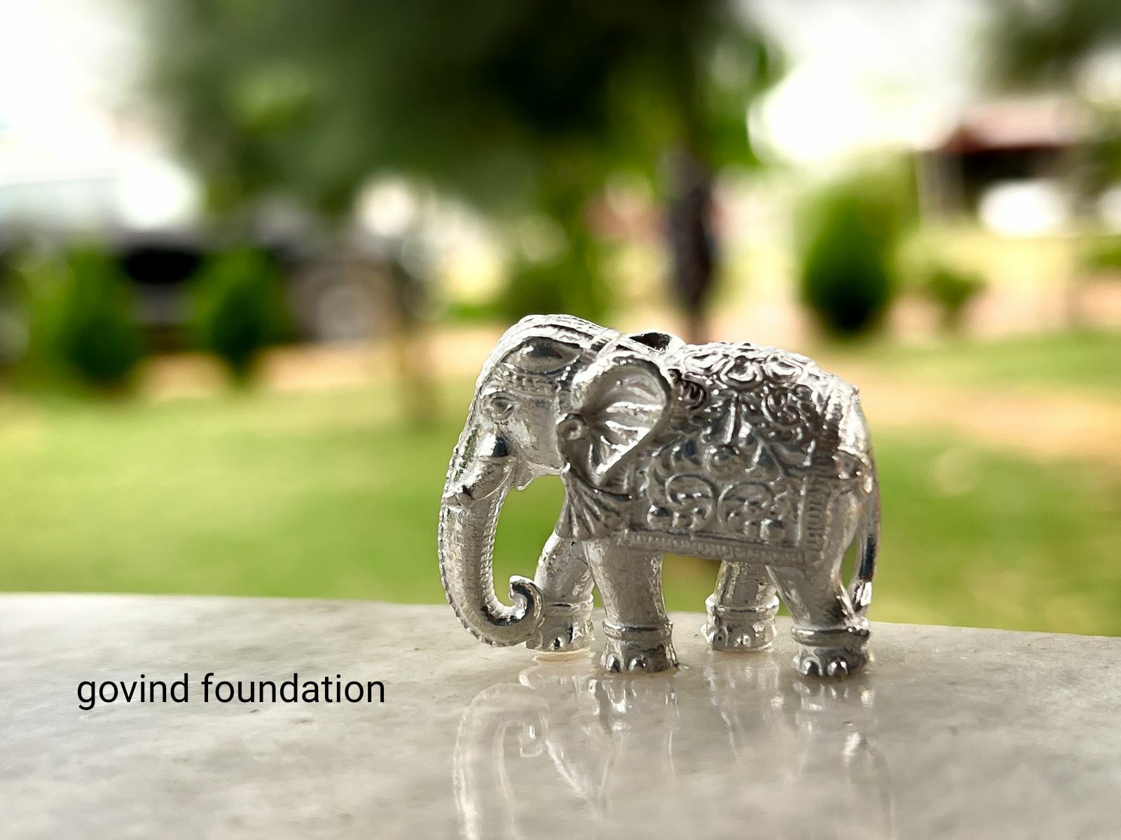 Pure Silver Elephant Trunk down Solid 150gm Right foot Forward Silver Elephant for Red book Remedy