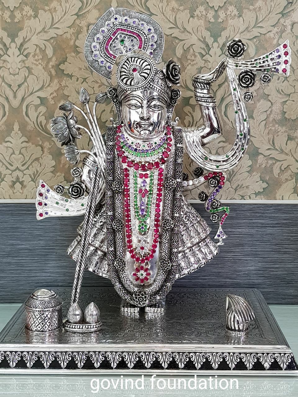 Silver Shreenathji idol 12 inches Chandi ke Silver Shreenathji