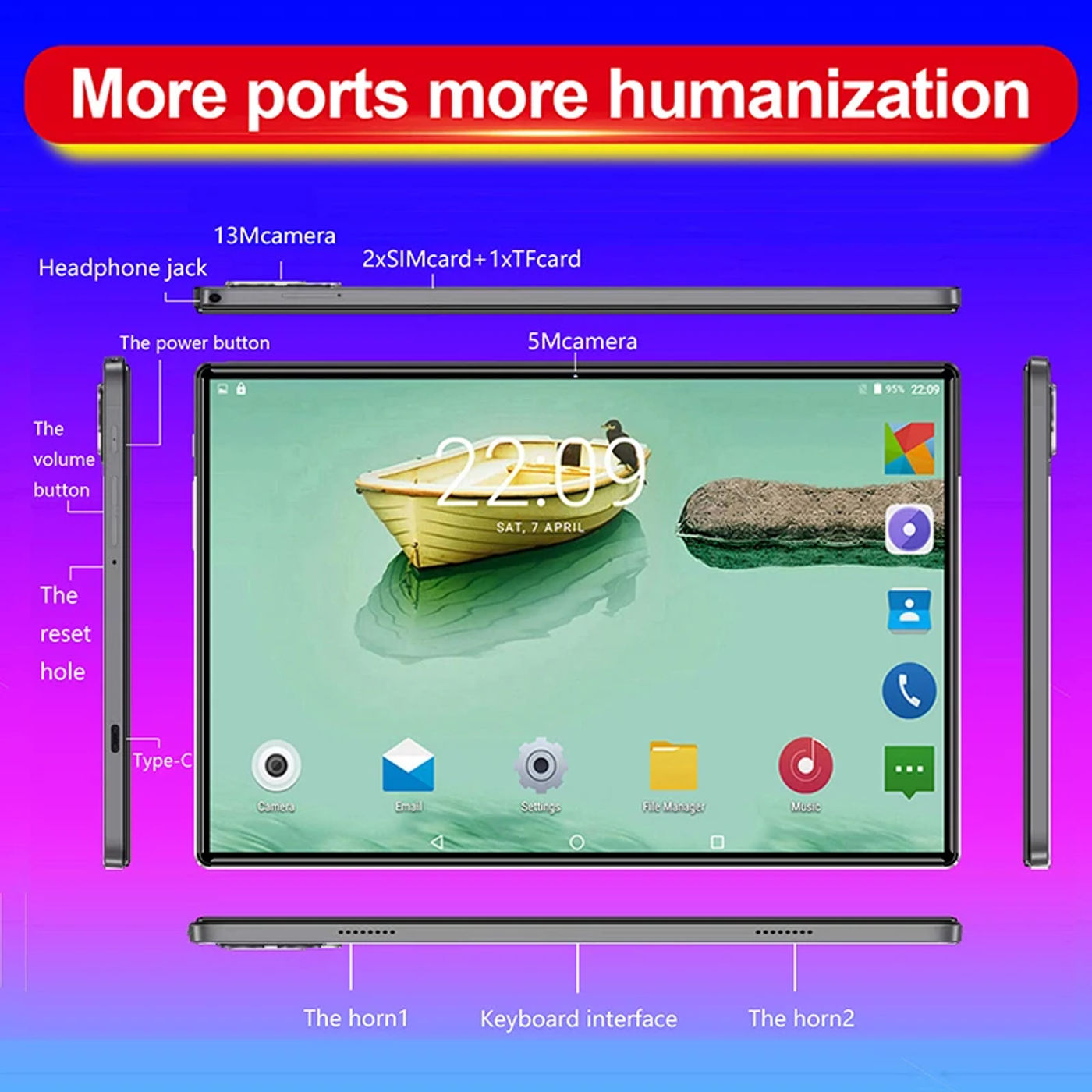 Description Picture 2 of item2023 New 4G+64GB+Free 64GB TF Card Tablets Android 12.0 Tablet PC 10.1 Inch 4G WiFi Online Learning Machine Large Screen tablet
