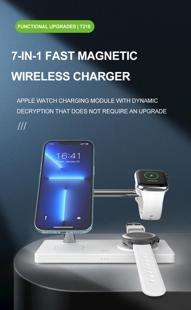 Description Picture 2 of item4 in 1 Wireless Magsafe Charger For iPhone 15 14 13 12 Airpods Fast Charging Station for Apple Watch 9 8 7 6 5 Galaxy Watch 5 4