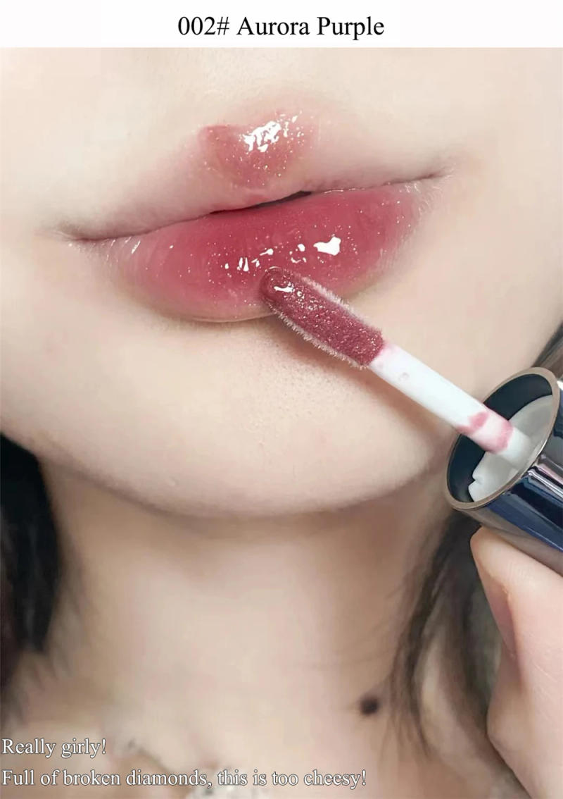 Description Picture 6 of itemBlack Tube Gloss Water-light Mirror Lip Glaze Glitter Lip Tint Lasting Cosmetics Lipstick Lighten Lip Wrinkle Moisturize Lip Oil