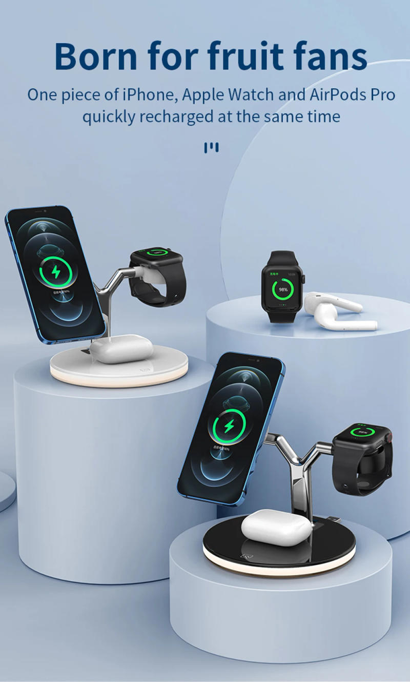 Description Picture 4 of itemMagnetic Wireless Charger 3 in 1 For iPhone 12 13 14 15 Pro Max 15W Fast Wireless Charging Dock Station For Apple Watch Charger