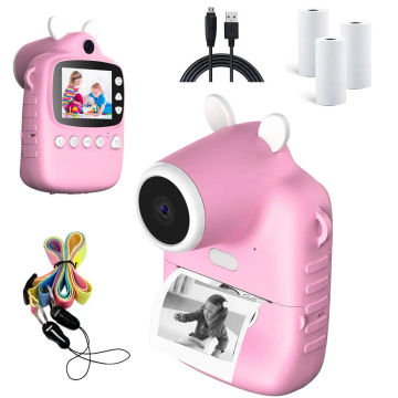 P1 Children Instant Camera MP3 Printing Camera With Print Paper 2.4-inch HD Camcorder For Girls Toddler Kids Camcorder