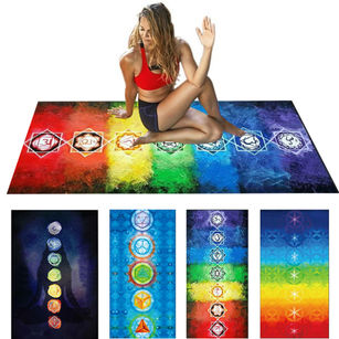 Rainbow 7 Chakra Mandala Bohemia Blanket Tapestry Summer Beach Towel Yoga Mat