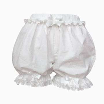 Cute Lace Bowknot White Ruffles Knickers Women Girl Kawaii Panties Lolita Safety Shorts Pants Elastic Vintage Victorian Bloomers