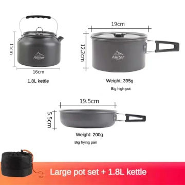 Camping Tableware Titanium Cookware set tourism cauldron Outdoor Cooking Pot Picnic Kitchen Hiking Trekking