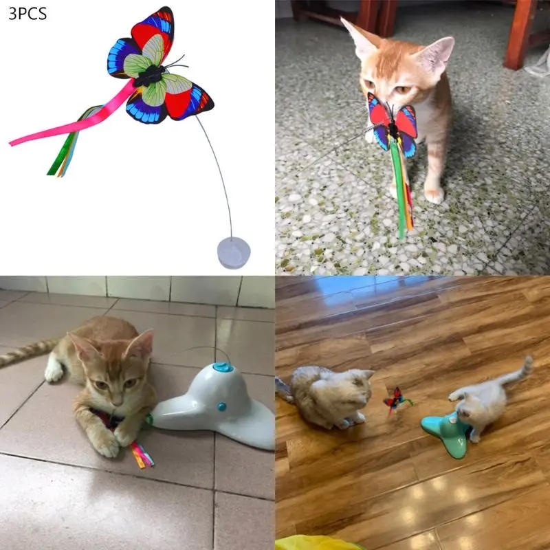 Description Picture 3 of item3Pcs Funny Cat Toy Butterfly Kitten Electric Flutter Rotating Butterfly Refills Cat Teaser Toy Replacement S18 20 Dropship
